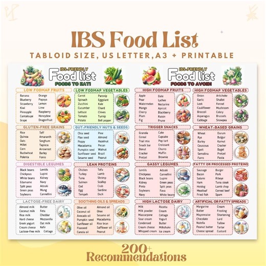 IBS Food List, Fodmap Ibs, Ibs Grocery List, Meal Plan for Ibs, Ibs Food Plan, Diet Food Guide Ibs, Food Chart Ibs Diet, Fodmap Diet for Ibs - Etsy UK
