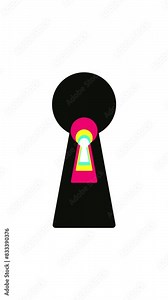 Abstract 3D keyhole tunnel. Abstract animation of keyhole icon forming the tunnel on white background. Animation concept of access.