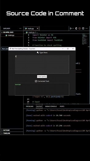 This Python App Fixes Your Spelling Instantly! 🧠💻 #pythonproject #shorts #viral
