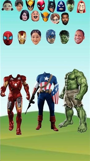Iron man Vs captain America Vs hulk 🤡with head right now challenge💪#shortvideo