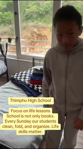 Focus on life lessons School is not only books. Every Sunday our students clean, fold, and organize. Life skills matter.