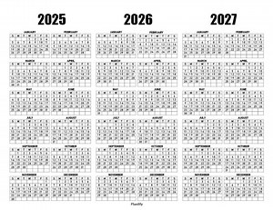 3 Year Calendar 2025-2027 | Sunday Start, Letter Size (PDF Printable) - Etsy