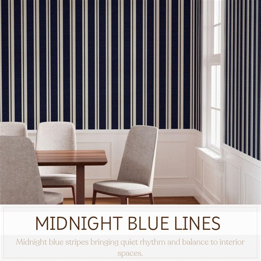 Midnight Coastal Stripe Wallpaper-navy Linen Textured Nautical Stripe - Etsy