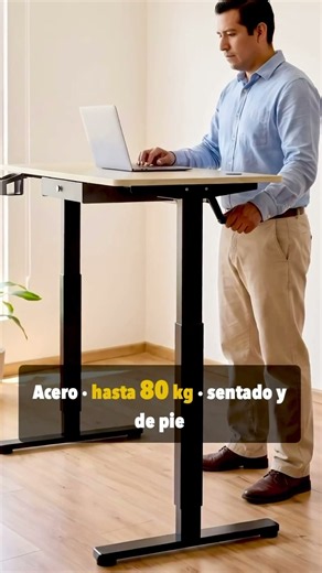 Escritorio de altura ajustable manual: sin motor, solo manivela (73 a 120 cm)