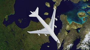 Download 3D Airplane Flying Smoothly Over World Map in Seamless Loop Animation for free