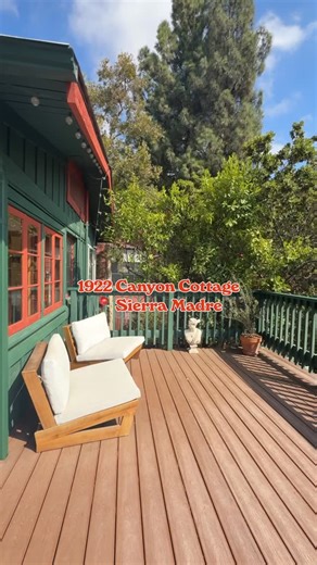 Rob Kallick on Instagram: "Welcome to 221 Vista Circle Drive 🌲 An enchanting blend of canyon charm and thoughtful updates, this 1922 Sierra Madre Canyon cottage offers a serene retreat tucked into the San Gabriel Mountains. A river rocklined driveway leads to a welcoming front porch that wraps around a towering cypress tree, creating a unique treehouse-like perch to enjoy the quiet setting and mountain air. Bathed in natural light, the living and dining room is framed by a wall of French window