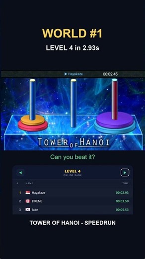 Tower of Hanoi - Speedrun | 4 Disc Gameplay