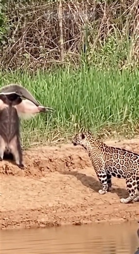 284K views · 1.8K reactions | Look at that pose! Jaguar regrets attacking.  We cut the engine as soon as we saw them. The Anteater stood up instantly. This is called the "Hug of Death" – a defense stance to use their massive claws. #shorts #jaguar #anteater #hugofdeath #wildlife #amazon #pantanal #animalfight #nature #scary #uncannynature #ai #sora #reaction Disclaimer: This footage is a hyper-realistic AI simulation. | Uncanny Nature | Facebook
