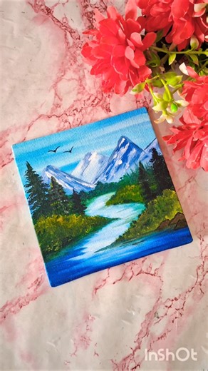 #easy mini landscape painting ❤️ #relaxing art #satisfying #viral #trending #youtubeshorts