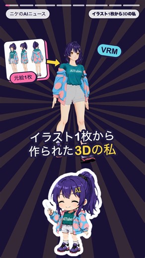 イラスト1枚からVRMに？ AIと一緒に3Dモデルを作るキット「きゃらくる」 #Shorts
