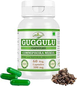 Amazon.com: Natural and Pure Herbal COMMIPHORA Mukul (Guggulu) Extract Capsules | Highest Potency, 100% Herbal Product | Pack of 60 X 500 mg. Veg. Capsules (Pack of 1 Jar) : Health & Household
