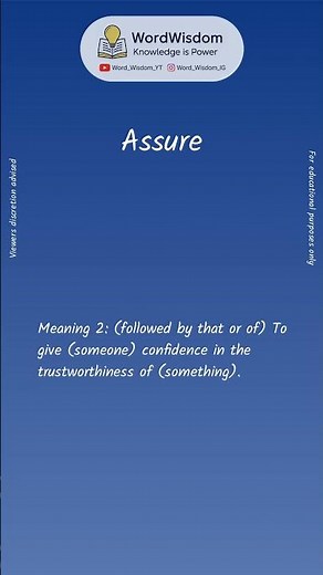 What does "Assure" mean? | English vocabulary shorts | #assure #wordwisdom