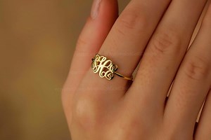 18K Gold Filled Monogram Ring: Personalized Initial Ring - Etsy