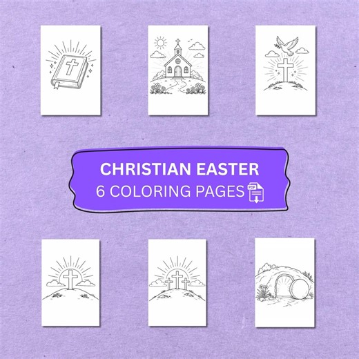 Christian Easter Coloring Pages for Kids Religious Easter Printable Coloring Book Bible Theme PDF (Instant Download)