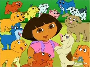 The puppy licks Dora (Dora the explorer: Puppy power!)