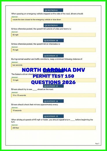 NORTH CAROLINA DMV PERMIT TEST 150 QUESTIONS 2026 video