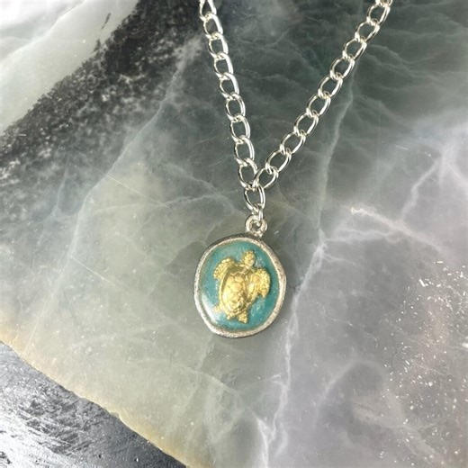 Turtle Talisman Necklace Sterling Silver Plated Chain Boho Symbolic Pendant - Etsy