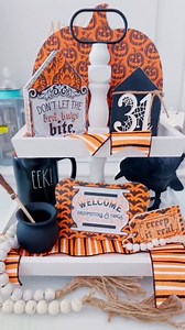 40K views · 454 reactions | Let’s make a tiered tray decor set! This is how I make one of kind decor pieces for my seasonal trays using scrapbook paper, my creative station sticker makers and mod podge.  | Michelle's Party Plan-It by Michelle Stewart | Facebook