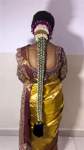 Bridal hairstyle for muhurtham with flowers marriage look Bridal #hairstyle #bridalhair