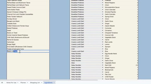 Weekly Meal Planner Template | Automated Shopping List | Google Sheets - Etsy