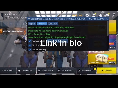 Critical Ops Mod Menu Hack 1.52 | Android/ios | Mercury Paid hack
