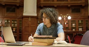 Man studying in the library