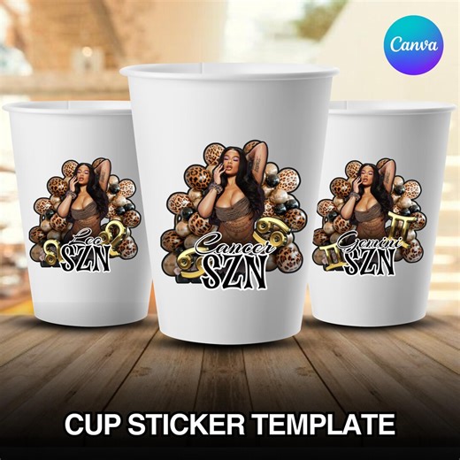 Styrofoam Cup Sticker Template, Editable Party Cup Template Customizable Styrofoam Cup Design, Cup Sticker Template, Custom Party Cups Canva - Etsy