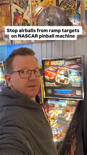 🔧 𝐏𝐢𝐧𝐛𝐚𝐥𝐥 𝐓𝐞𝐜𝐡 𝐕𝐢𝐝𝐞𝐨 🔧 Stopping air balls from stand up targets on NASCAR pinball machine. The left ramp stand up targets on this game are notorious for launching air balls. The lack of posts around the ramp makes it difficult to attach an air ball protector above the targets. I ‘adjust’ the stand ups in a manner that lessens the likelihood that the ball will get launched into the air when striking the target. It takes a bit of adjusting but can easily be done with basic tools.