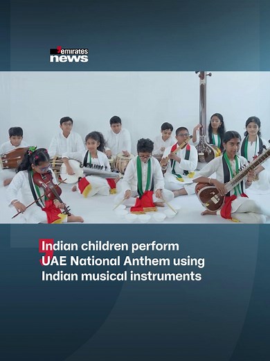 Indian Children Perform UAE National Anthem on Indian Instruments