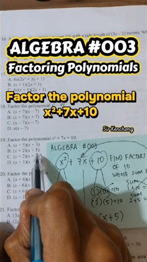 Algebra #003 Factoring Polynomials #Algebra #MathLessons #Factoring #Polynomials #SirKenchong