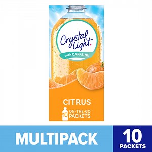 Crystal Light Citrus Naturally Flavored Powdered Drink Mix with Caffeine, 10 ct On-the-Go-Packets