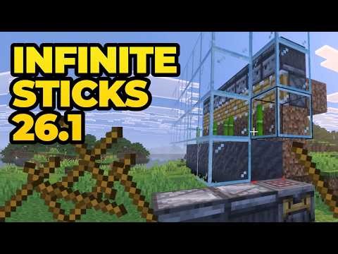 Infinite Sticks! NEW Minecraft Bedrock 26.1 Automatic Stick Farm Tutorial