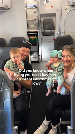 ✨ Classy Sassy Travel ✨ on Instagram: "News to us, you can’t sit in the same row with two lap infants… why? We were confused too, especially because the computer system let us book seats together and we disclosed we had lap infants on our tickets 🤷🏼‍♀️ ⚠️ Each row only has four oxygen masks so they don’t allow more than 1 lap infant per row 💠 Parents of twins, multiples, and 2 under 2 make sure to book across the aisle from each other so you can pass milk, treats, and toy