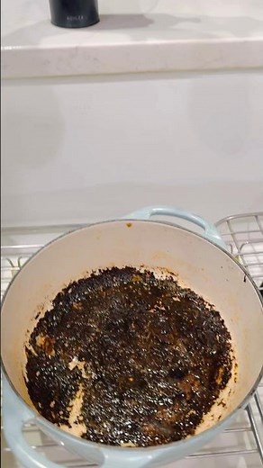 How to clean a burnt or stained Le creuset Dutch oven or pot. Kitchen hack. Cleaning hacks.