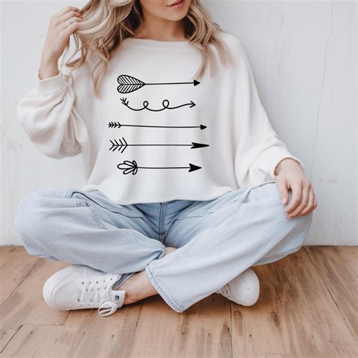 Minimal Arrow Sweatshirt, Boho Line Art Crewneck - Etsy