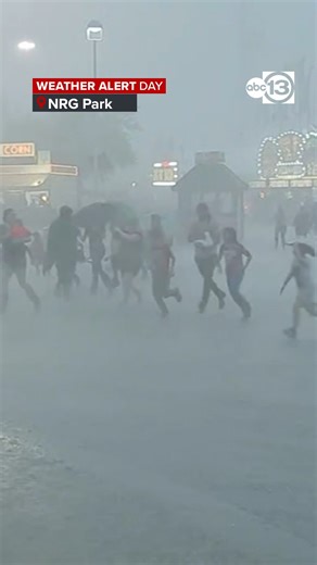 309K views · 2.6K reactions | Rodeogoers run for cover as storms over NRG Park dump heavy rain and hail on Weather Alert Day. ABC13-Nick Natario https://abc13.com/rodeo-houston-severe-weather-hail-at-nrg-park-carnival-hit-by-storms/14529504/ | ABC13 Houston | Facebook