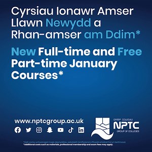 🆕 𝗝𝗮𝗻𝘂𝗮𝗿𝘆 𝗖𝗼𝘂𝗿𝘀𝗲𝘀 We have a variety of full-time courses and free part-time courses starting in January 2️⃣0️⃣2️⃣3️⃣ that will help you to get your education back on track, to upskill or progress at work, or to begin the journey to your dream career. We have #Choices for everyone 🙌🏻 Enrol online now 🖱️ #BeYourFuture 💙🤍💙 ▪️▫️▪️▫️▪️▫️ 🆕 𝗖𝘆𝗿𝘀𝗶𝗮𝘂 𝗜𝗼𝗻𝗮𝘄𝗿 Mae gennym amrywiaeth o gyrsiau amser llawn a chyrsiau rhan-amser rhad ac am ddim yn dechrau ym mis Ionawr 2️⃣0️⃣