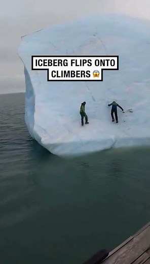 #Iceberg flip onto climbers. Explorer climber Mike Horn climb an iceberg, but it ended up flipping