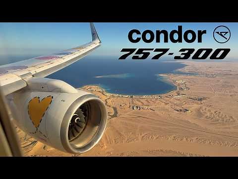 🇩🇪 Düsseldorf - Hurghada, Egypt 🇪🇬 Condor Boeing 757-300 [FULL FLIGHT REPORT] Special livery