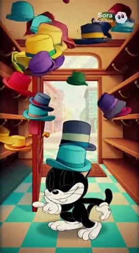 Classic Cartoon Cat Tries on Hats—and Finds a Magic Top Hat!