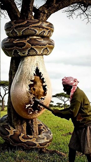 Animal Rescue The lion was rescued from the giant python. #AnimalRescue