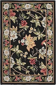SAFAVIEH Chelsea Collection Accent Rug - 2'6" x 4', Black, Hand-Hooked French Country Wool, Ideal for High Traffic Areas in Entryway, Living Room, Bedroom (HK311A)