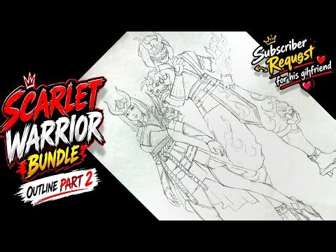 FREE FIRE DRAWING || SCARLET WARRIOR BUNDLE DRAWING | DRAWING FREE FIRE EASY | FF BUNDLE DRAWING