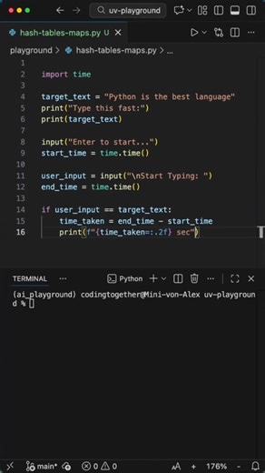Here is a simple project to test your typing speed in Python.