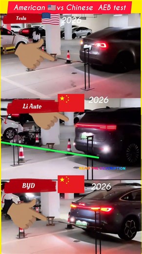 American vs. Chinese EVs : tesla vs BYD vs LI auto reverse brake test