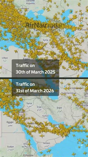 Middle East Air Traffic: March 30, 2025 vs March 31, 2026 ✈️