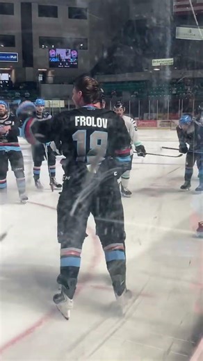 💪 Knocked down, but not out. Frolov skates off the ice as the crowd roars.