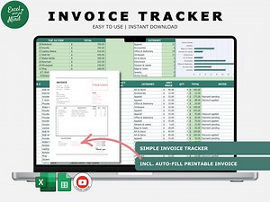 Invoice Tracker With Auto-fill Printable Invoice (excel & Google Sheets) - Etsy