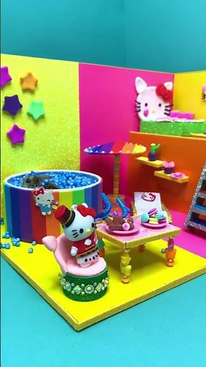 How to Make a Cute Hello Kitty Miniature House from Cardboard 🏠🎀