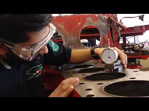 Checking Liner Protrusion on a Cummins LSX Engine Block